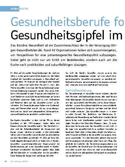 Vorschauseite 1: Gesundheitsberufe fordern Gesundheitsgipfel im Bundeskanzleramt.