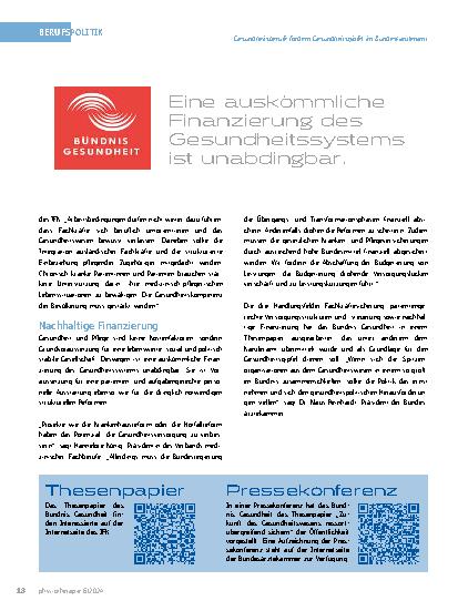 Vorschauseite 3: Gesundheitsberufe fordern Gesundheitsgipfel im Bundeskanzleramt.