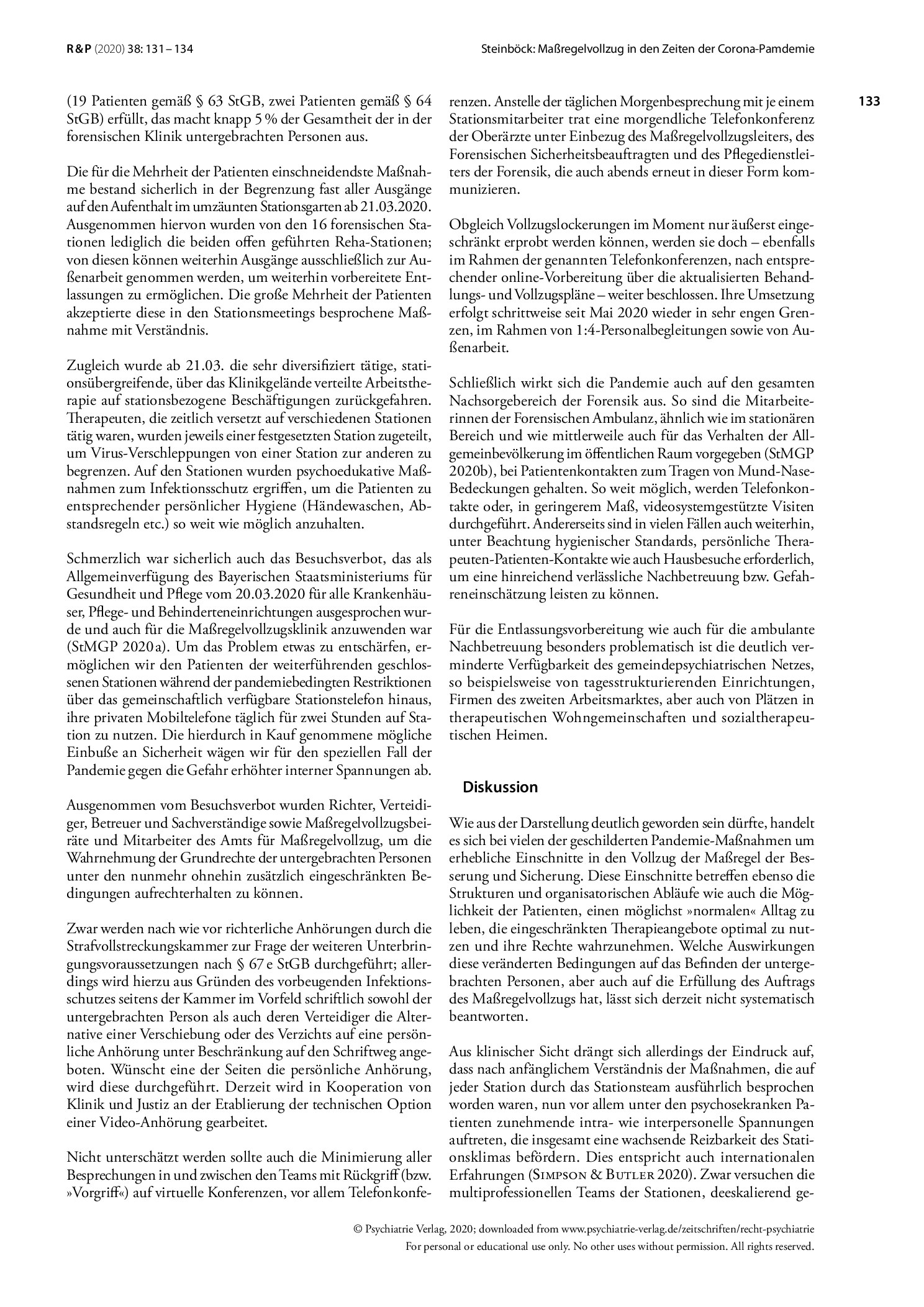 Vorschauseite 3: Maßregelvollzug in den Zeiten der Corona-Pandemie
