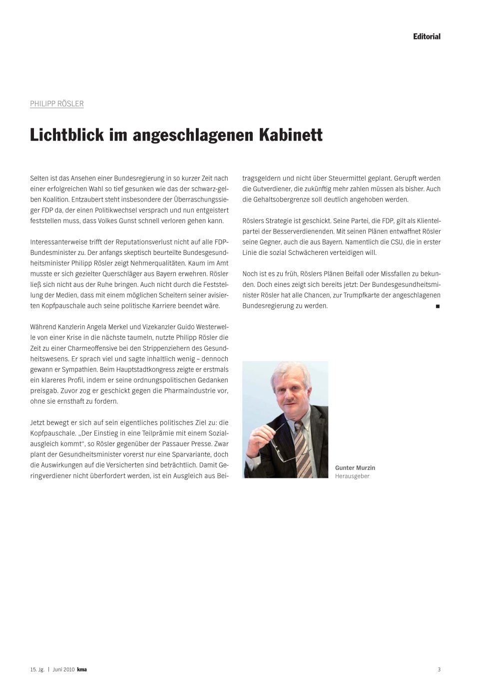 Vorschauseite 1: Lichtblick im angeschlagenen Kabinett
