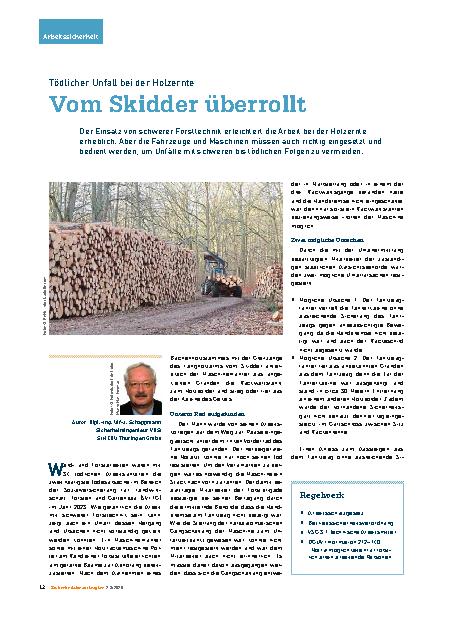 Vorschauseite 1: Tödlicher Unfall bei der Holzernte Vom Skidder überrollt