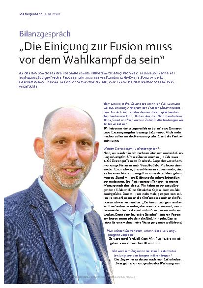 Vorschauseite 1: Bilanzgespräch „Die Einigung zur Fusion muss vor dem Wahlkampf da sein“