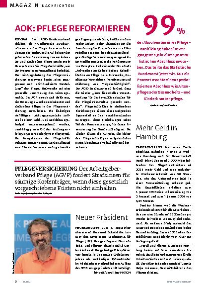 Vorschauseite 1: AOK: PFLEGEREFORMIEREN