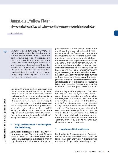 Vorschauseite 1: Angst als „Yellow Flag“ – Therapeutische Ansätze bei schmerzbedingtem Angst-Vermeidungsverhalten