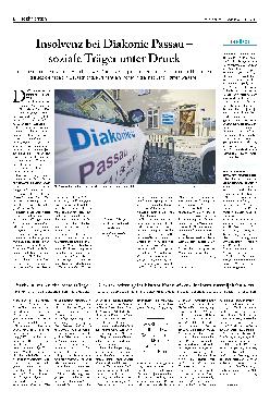 Vorschauseite 1: Insolvenz bei Diakonie Passau - soziale Träger unter Druck
