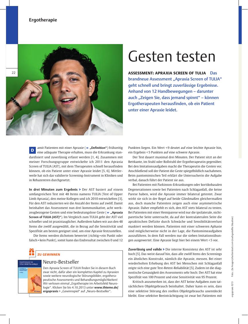 Vorschauseite 1: Assessment: Apraxia Screen of TULIA ? Gesten testen