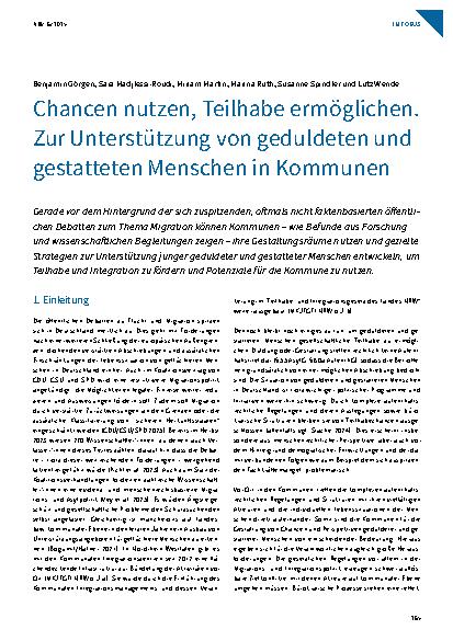 Vorschauseite 1: Chancen nutzen, Teilhabe ermöglichen. Zur Unterstützung von geduldeten und gestatteten Menschen in Kommunen