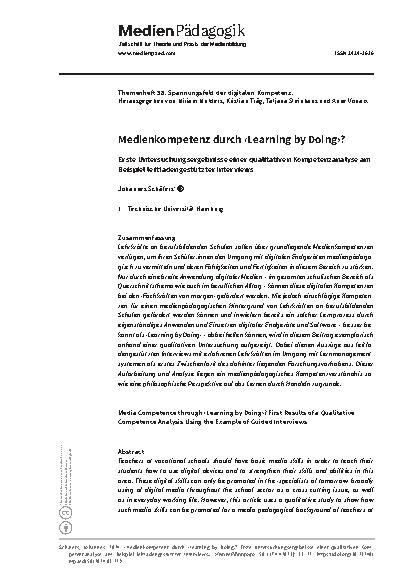 Vorschauseite 1: Medienkompetenz durch Learning by Doing ? Erste Untersuchungsergebnisse einer qualitativen Kompetenzanalyse am Beispiel leitfadengestützter Interviews