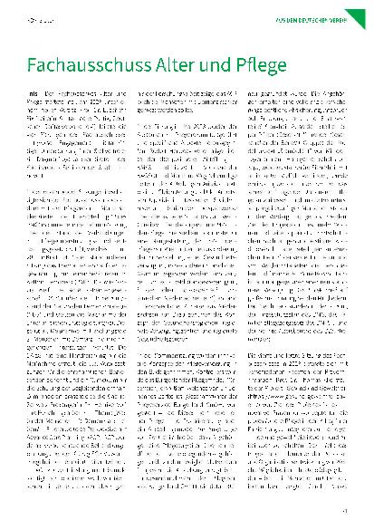 Vorschauseite 1: Fachausschuss Alter und Pflege