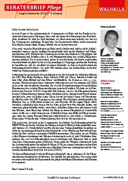 Vorschauseite 1: Beraterbrief Pflege Heft 17-2024