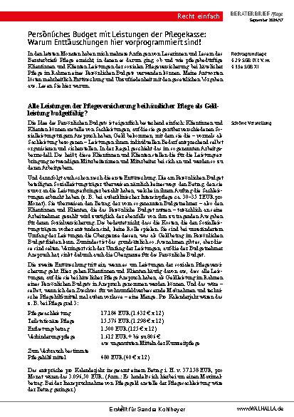 Vorschauseite 2: Beraterbrief Pflege Heft 17-2024