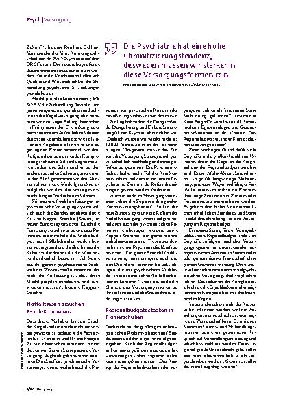Vorschauseite 2: Psych-Reform Weniger regulieren, freier finanzieren
