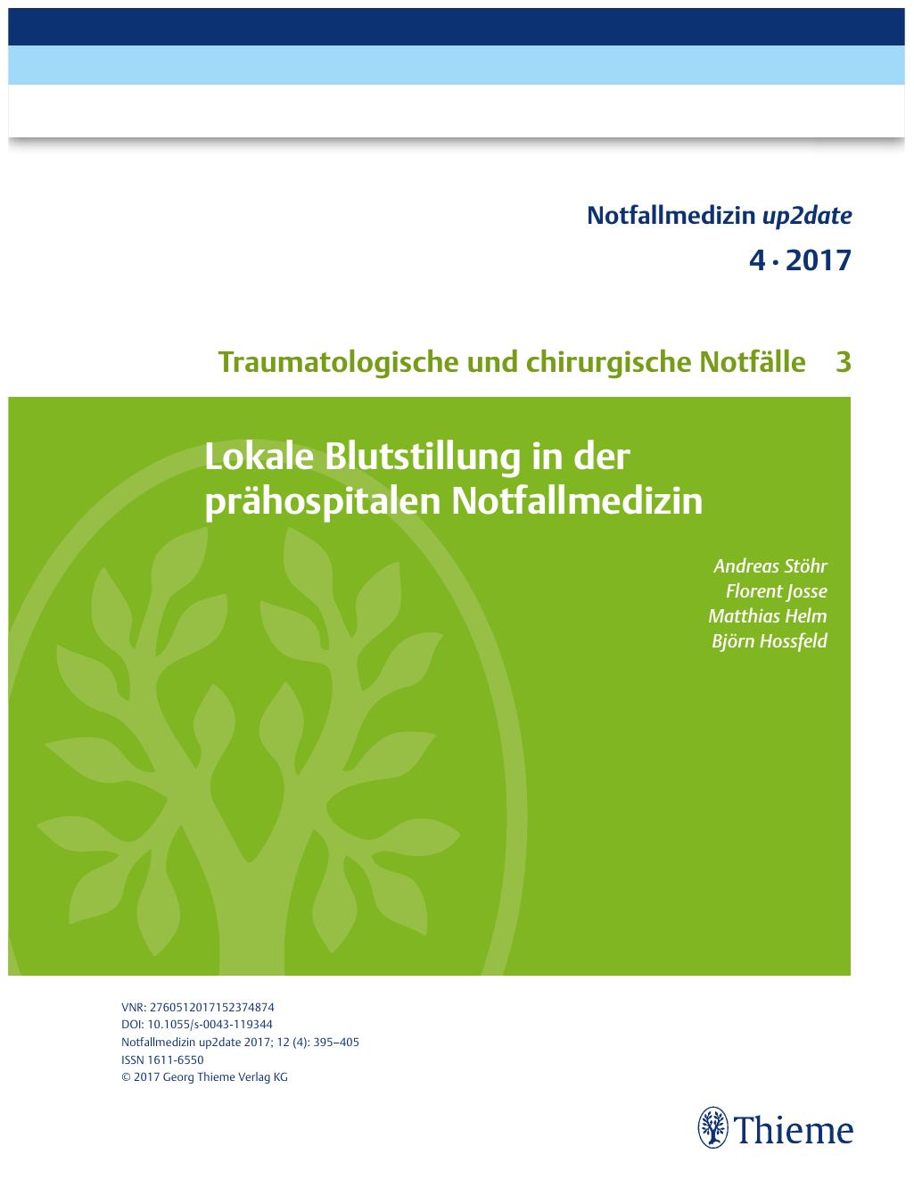 Vorschauseite 1: Lokale Blutstillung in der prähospitalen Notfallmedizin