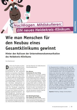 Vorschauseite 1: Wie man Menschen für den Neubau eines Gesamtklinikums gewinnt Hinter den Kulissen der Unternehmenskommunikation des Heidekreis-Klinikums