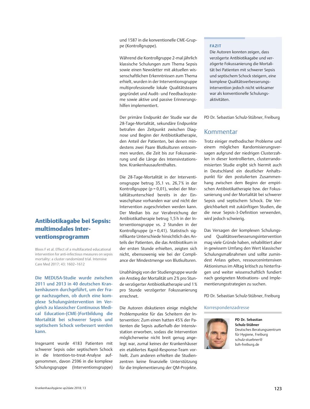 Vorschauseite 1: Antibiotikagabe bei Sepsis: multimodales Interventionsprogramm