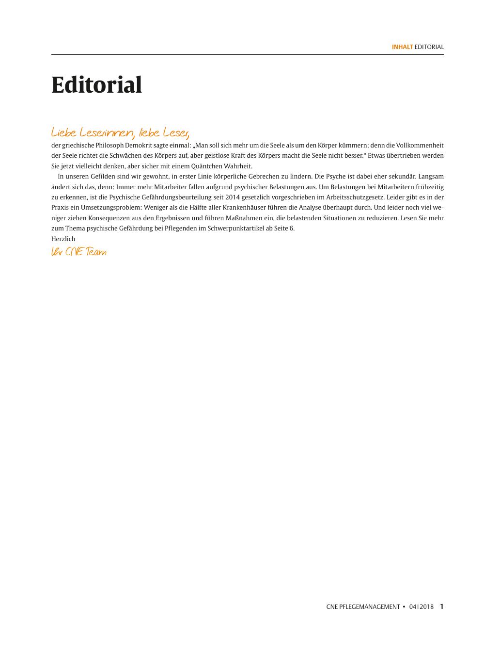 Vorschauseite 1: Editorial