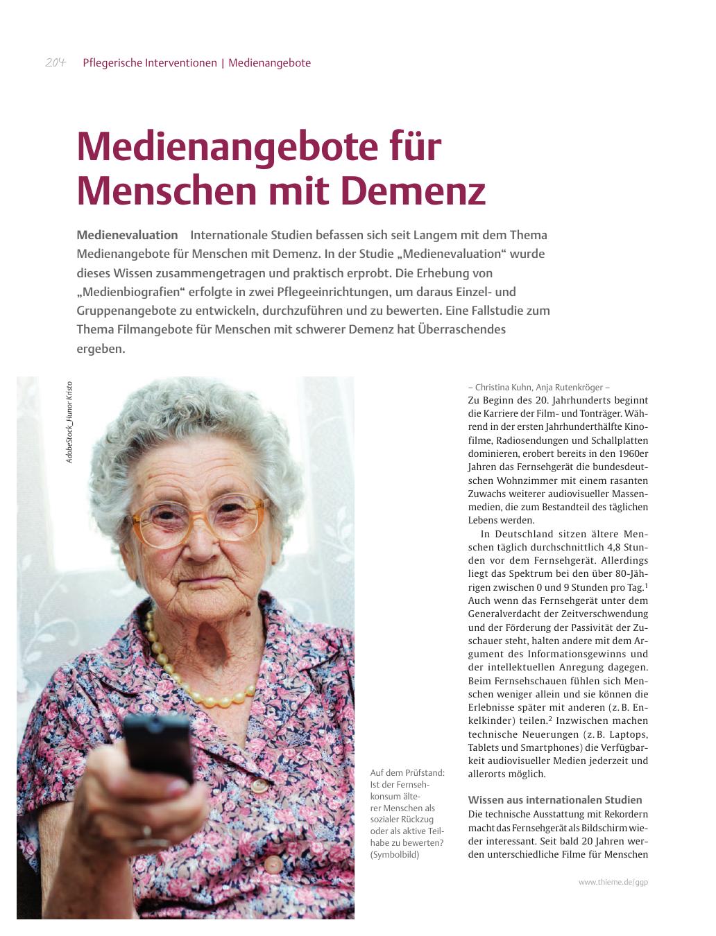 Vorschauseite 1: Medienangebote für Menschen mit Demenz