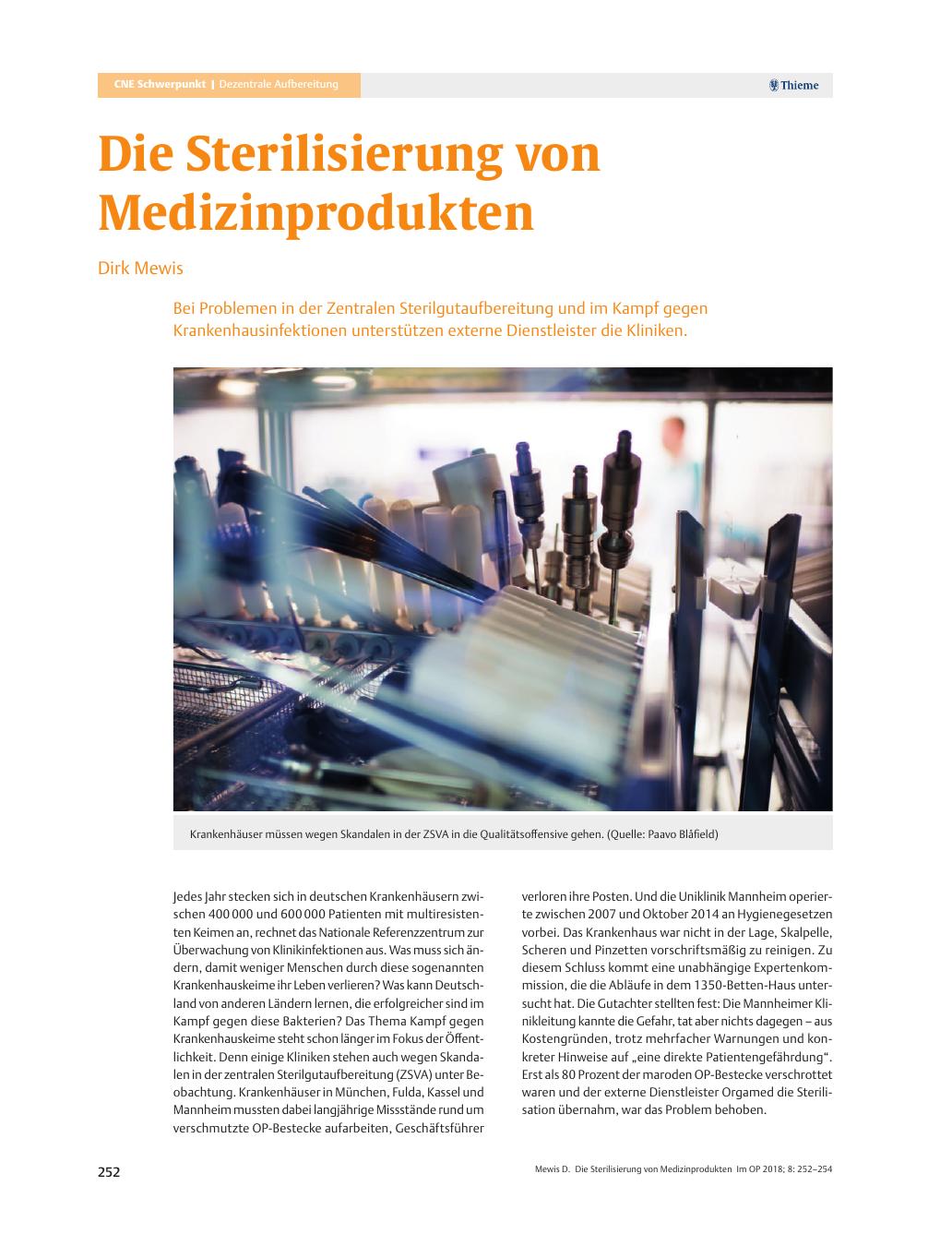 Vorschauseite 1: Die Sterilisierung von Medizinprodukten