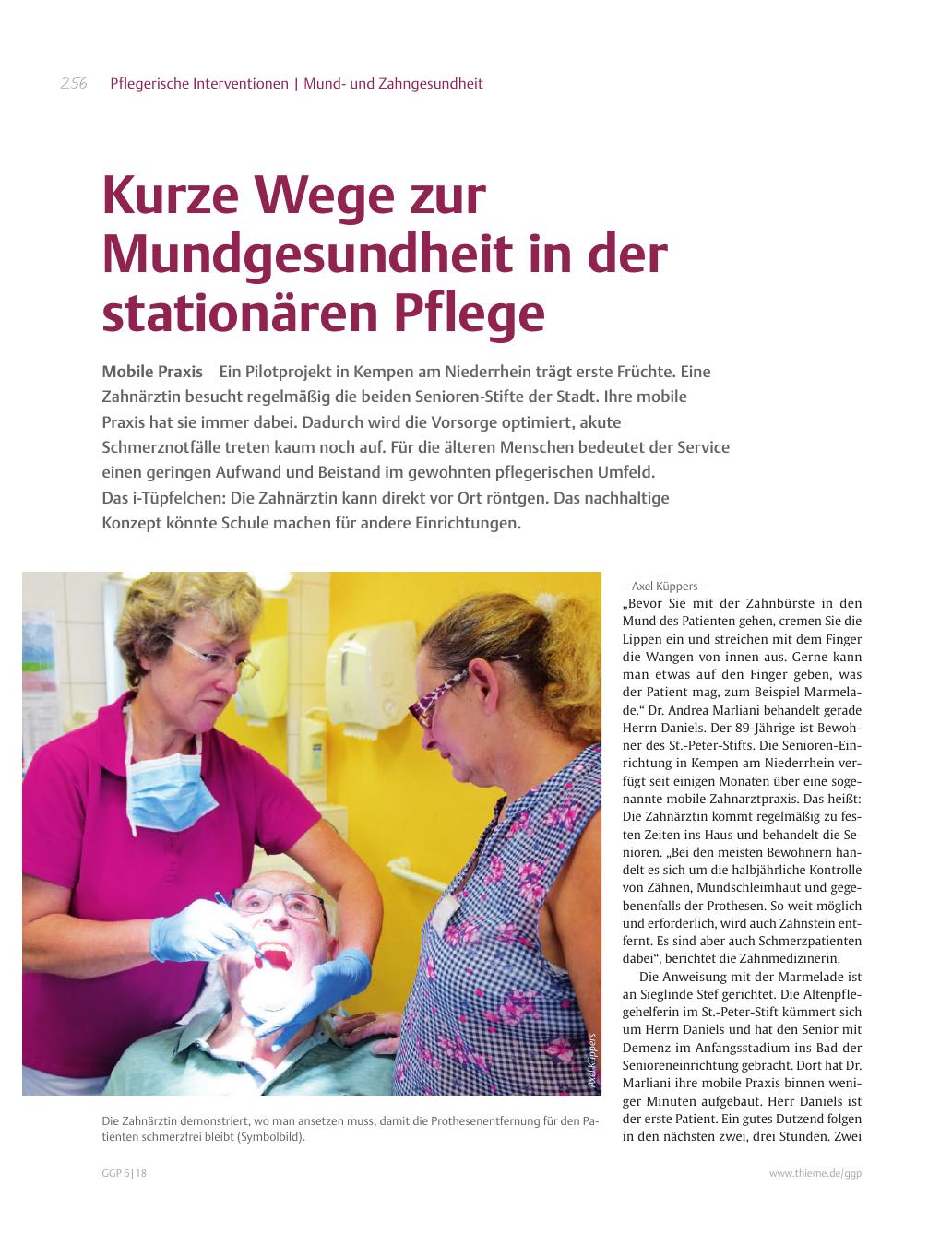 Vorschauseite 1: Kurze Wege zur Mundgesundheit in der stationären Pflege