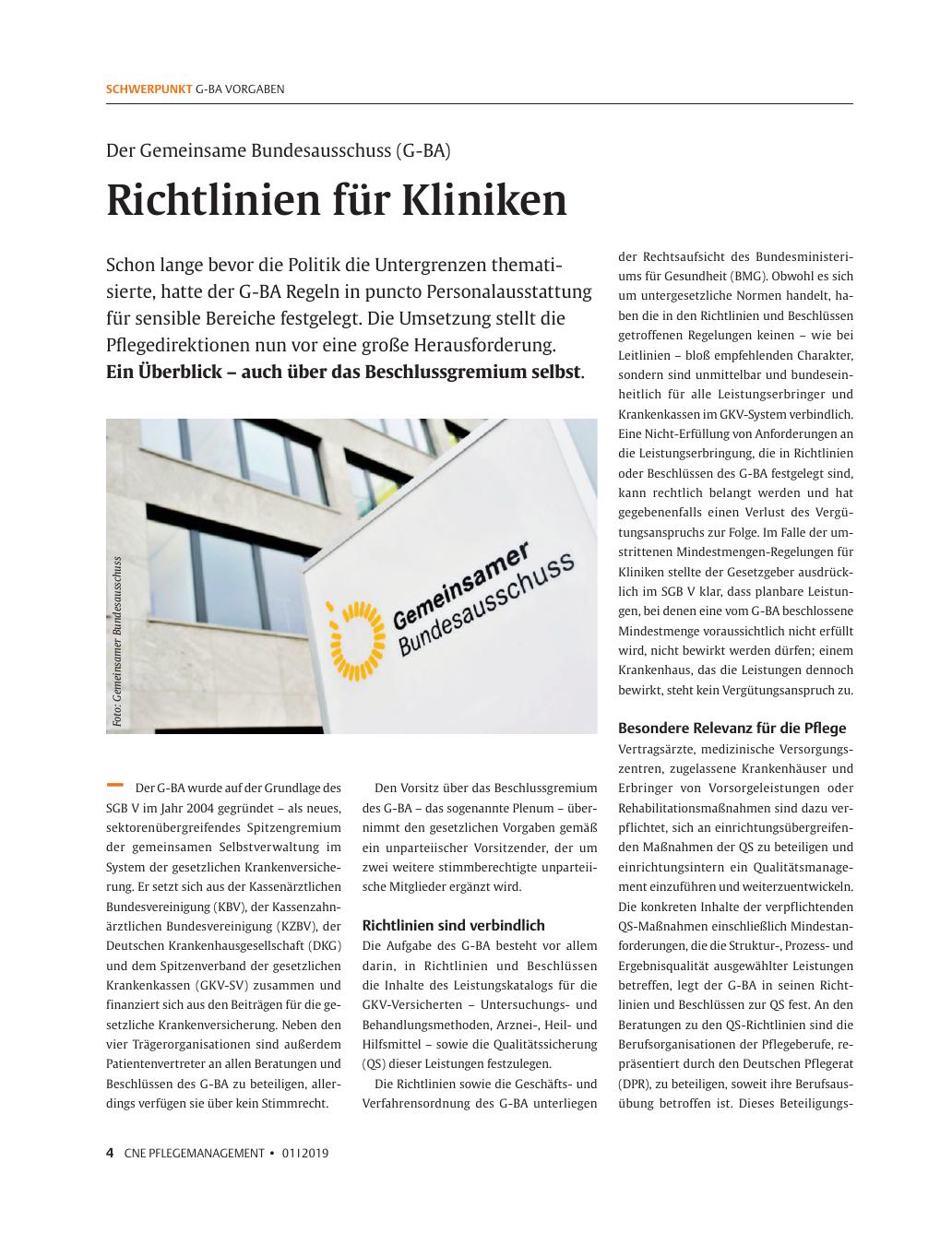 Vorschauseite 1: Richtlinien für Kliniken
