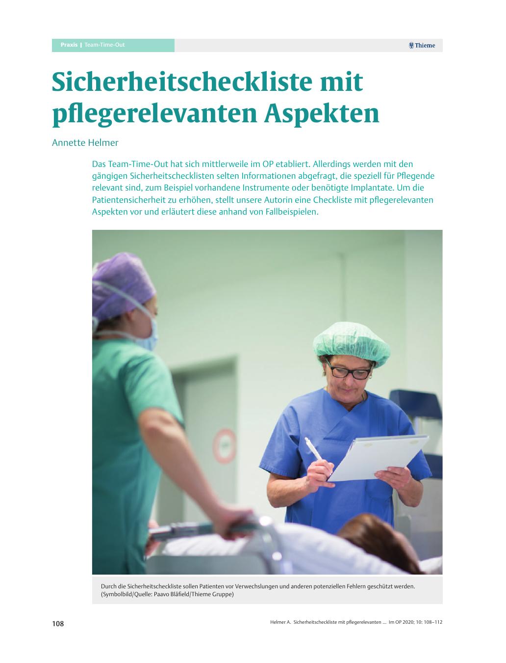 Vorschauseite 1: Sicherheitscheckliste mit pflegerelevanten Aspekten
