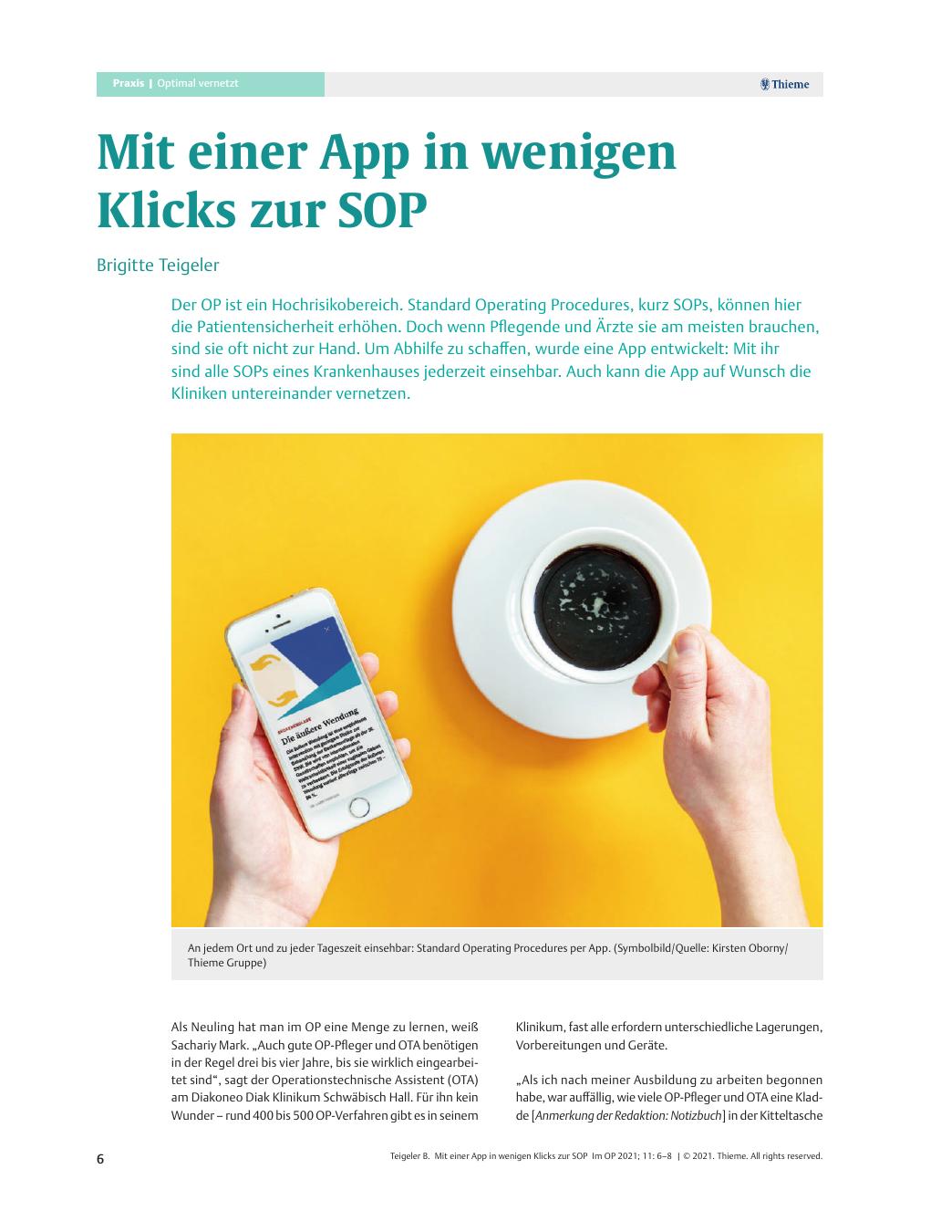Vorschauseite 1: Mit einer App in wenigen Klicks zur SOP