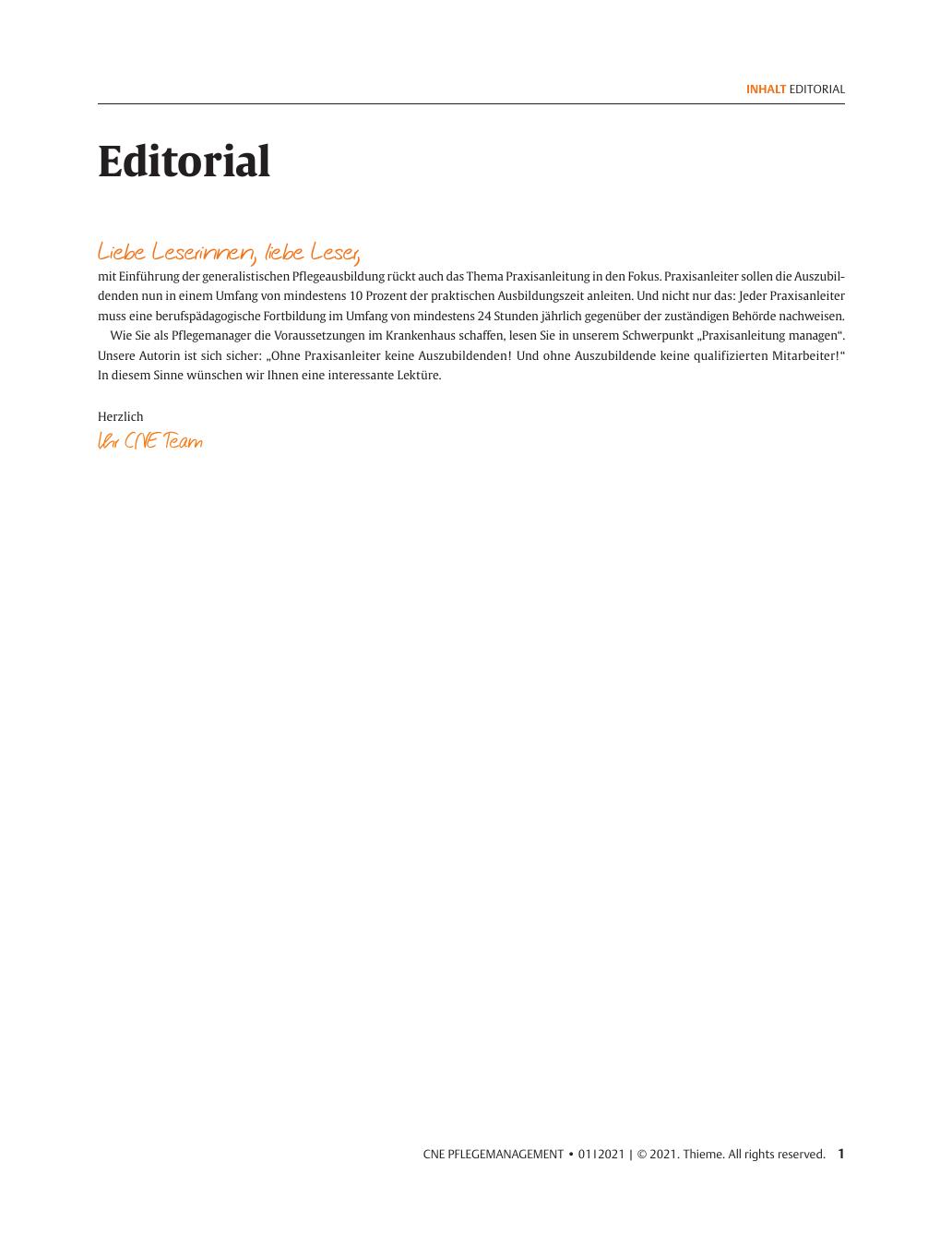 Vorschauseite 1: Editorial
