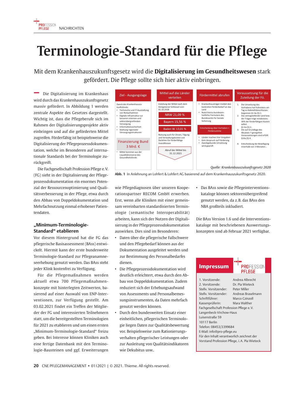 Vorschauseite 1: Terminologie-Standard für die Pflege