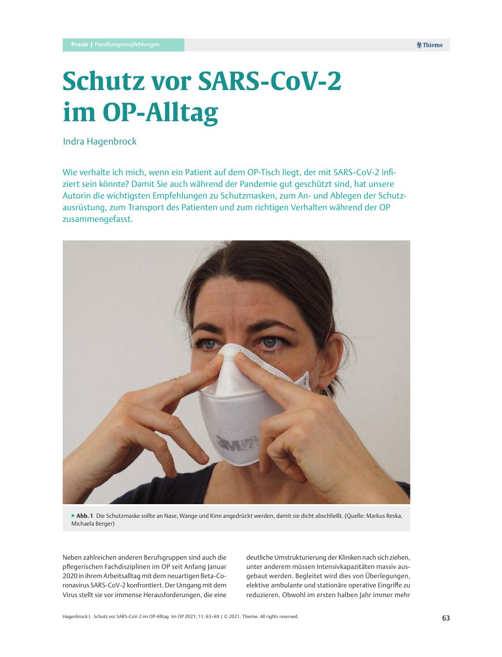 Vorschauseite 1: Schutz vor SARS-CoV-2 im OP-Alltag