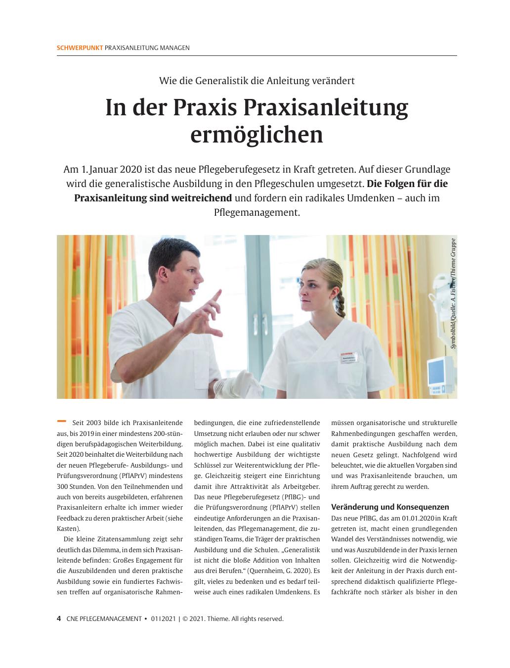 Vorschauseite 1: In der Praxis Praxisanleitung ermöglichen