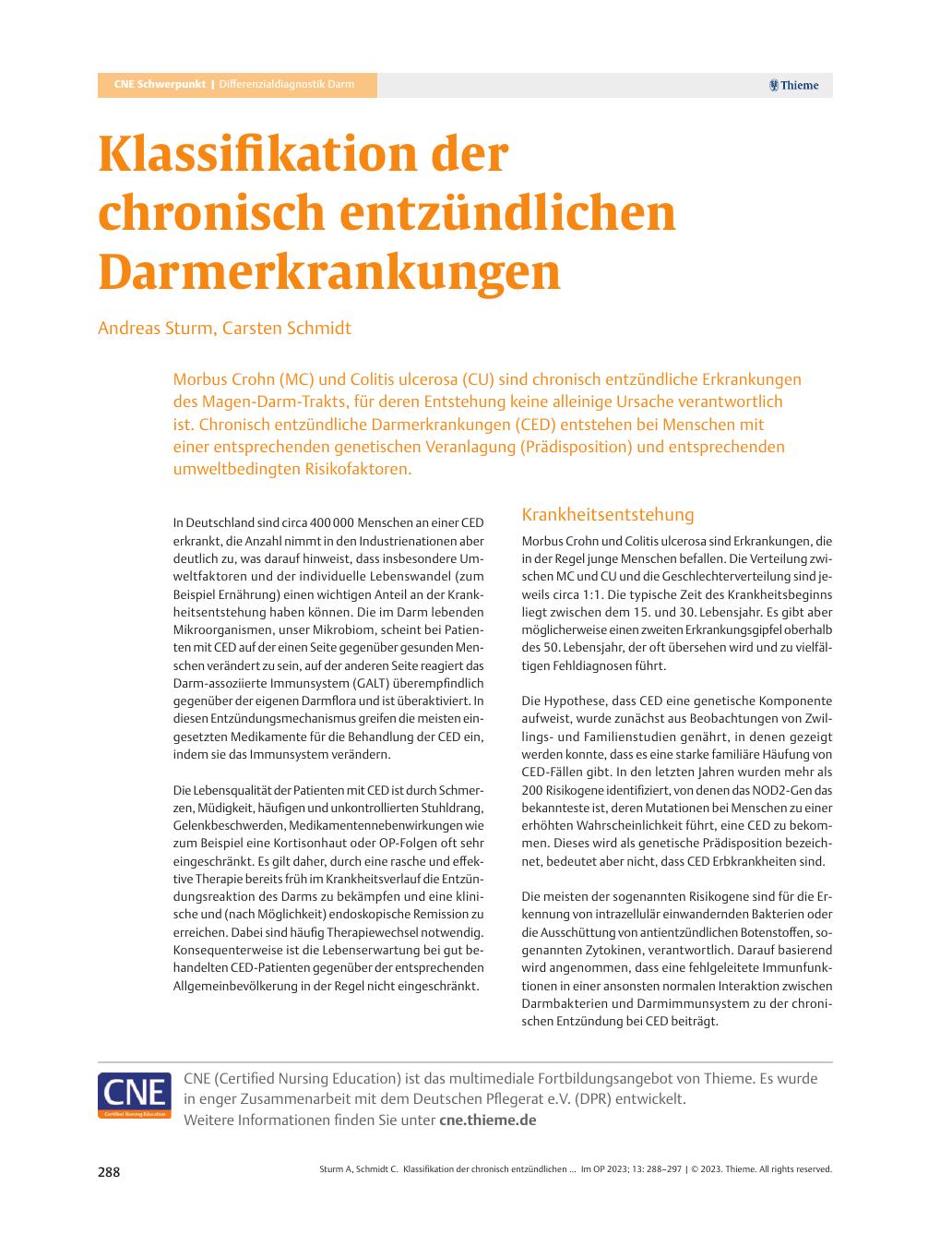 Vorschauseite 1: Klassifikation der chronisch entzündlichen Darmerkrankungen
