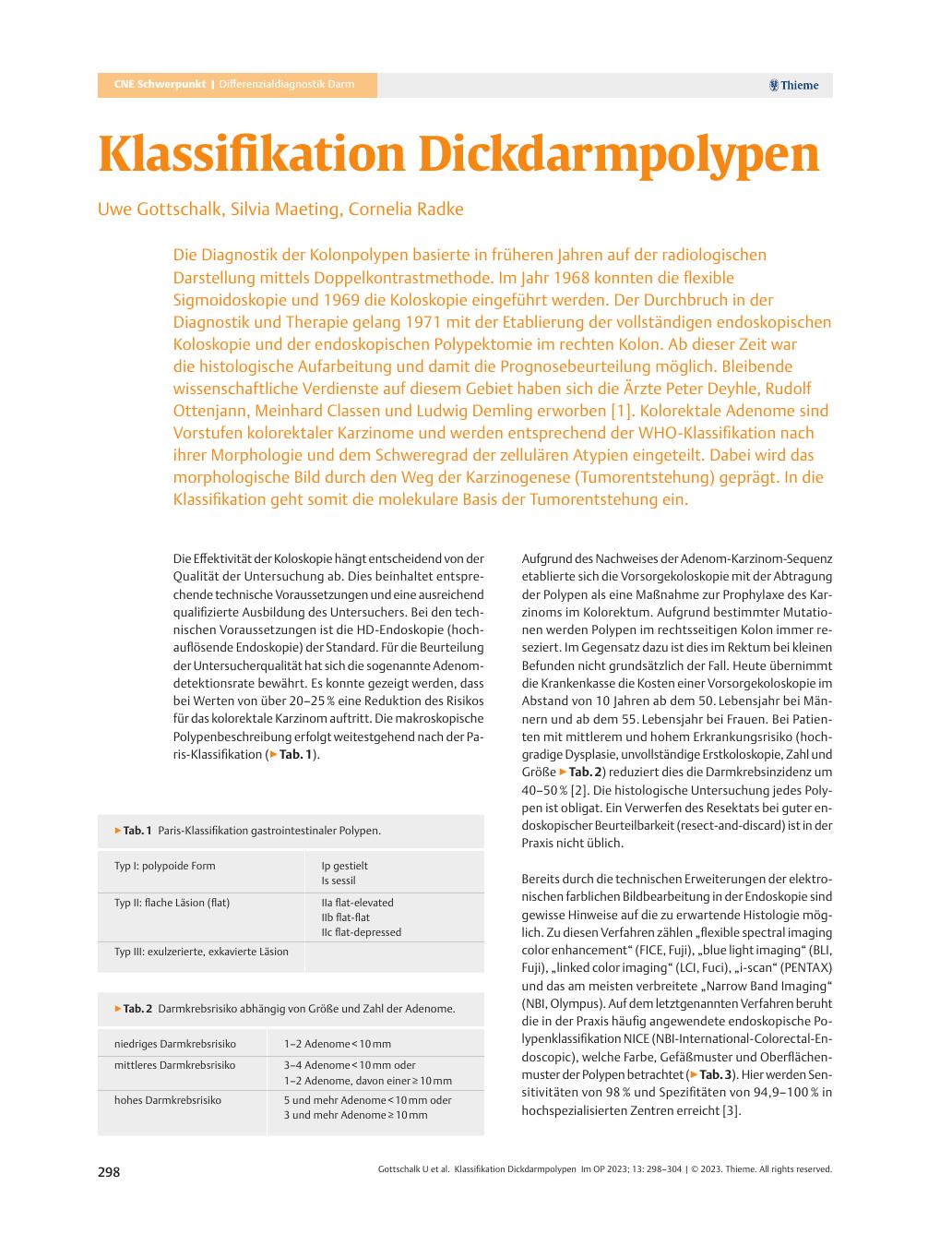 Vorschauseite 1: Klassifikation Dickdarmpolypen