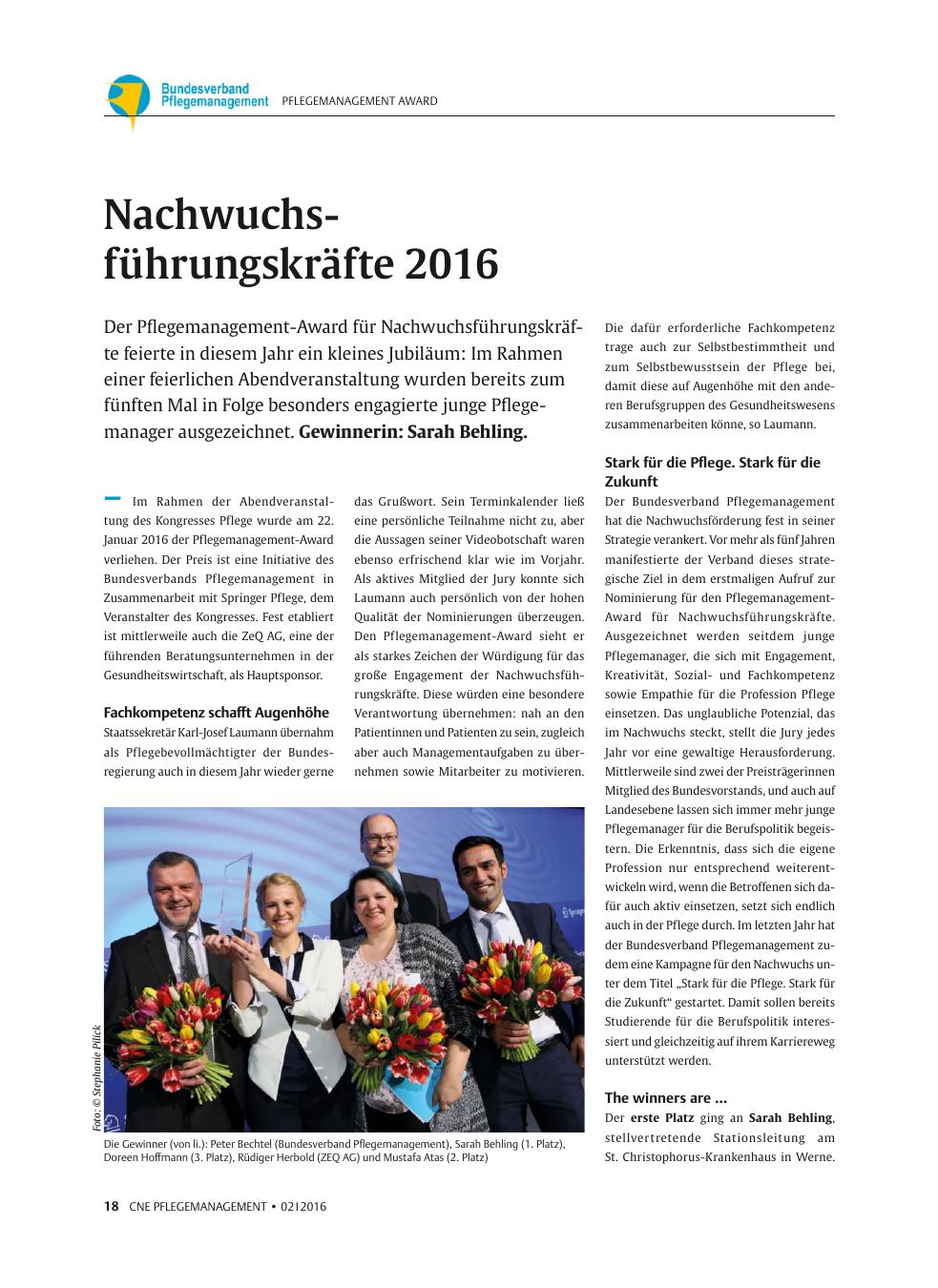 Vorschauseite 1: Nachwuchsführungskräfte 2016