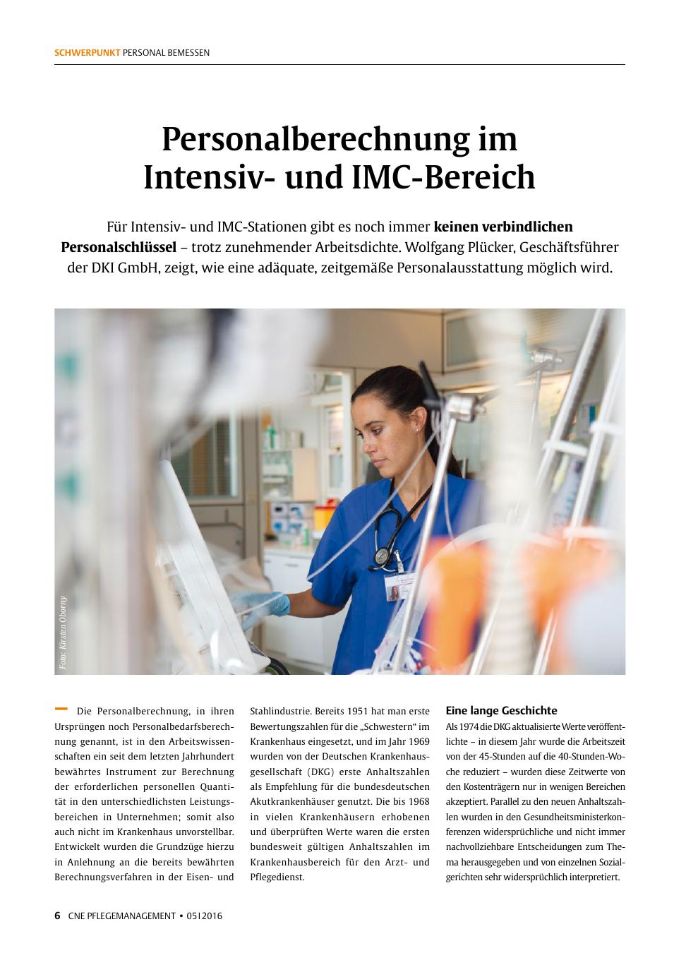 Vorschauseite 1: Personalberechnung im Intensivund IMC-Bereich