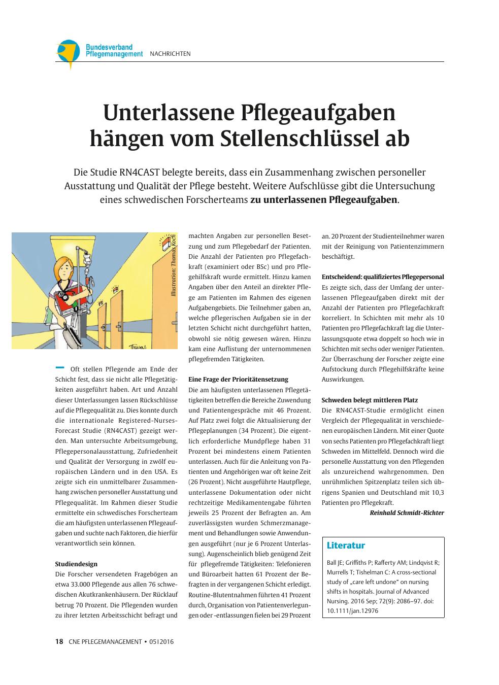 Vorschauseite 1: Unterlassene Pflegeaufgaben hängen vom Stellenschlüssel ab