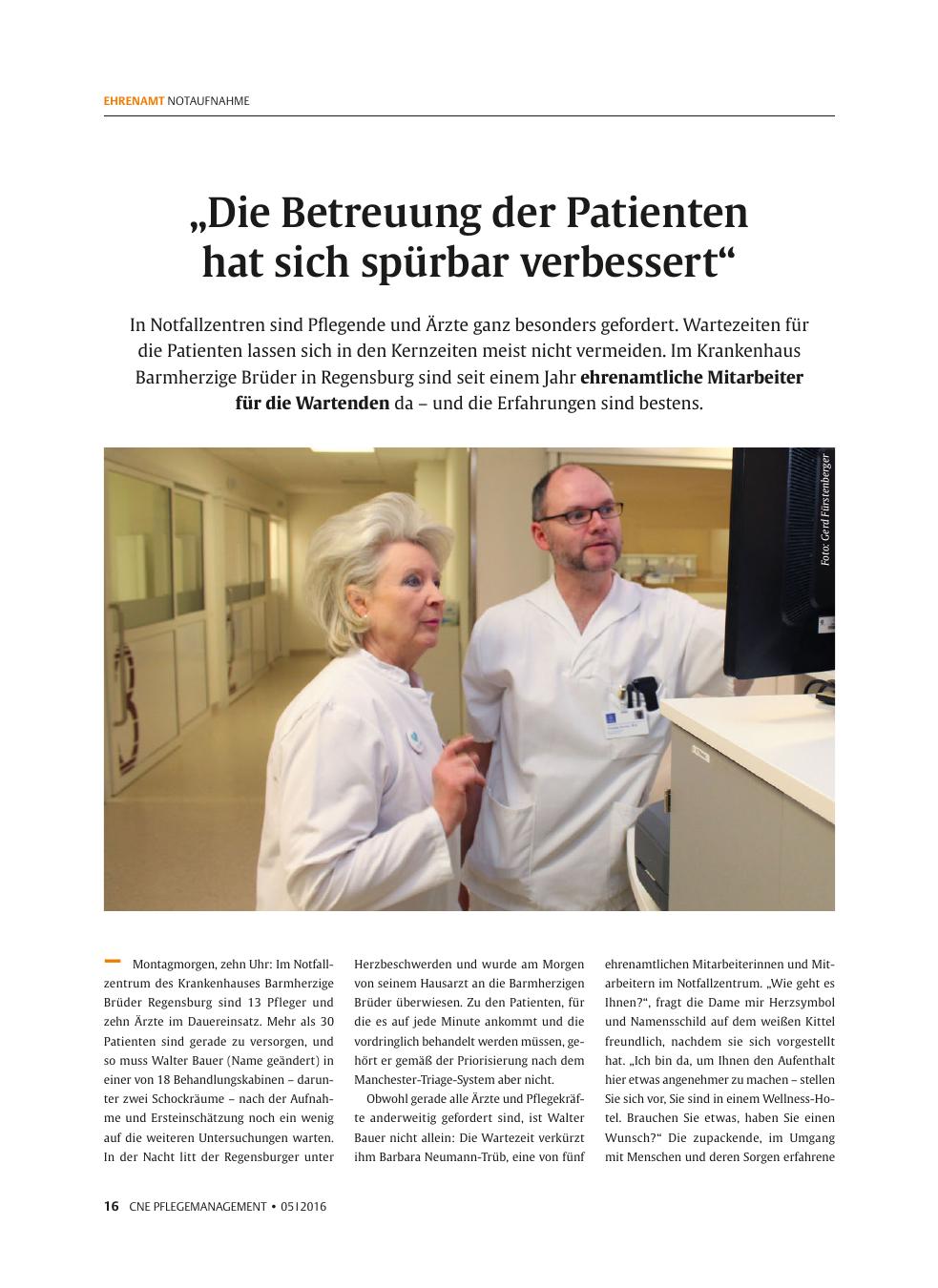 Vorschauseite 1: „Die Betreuung der Patienten hat sich spürbar verbessert“