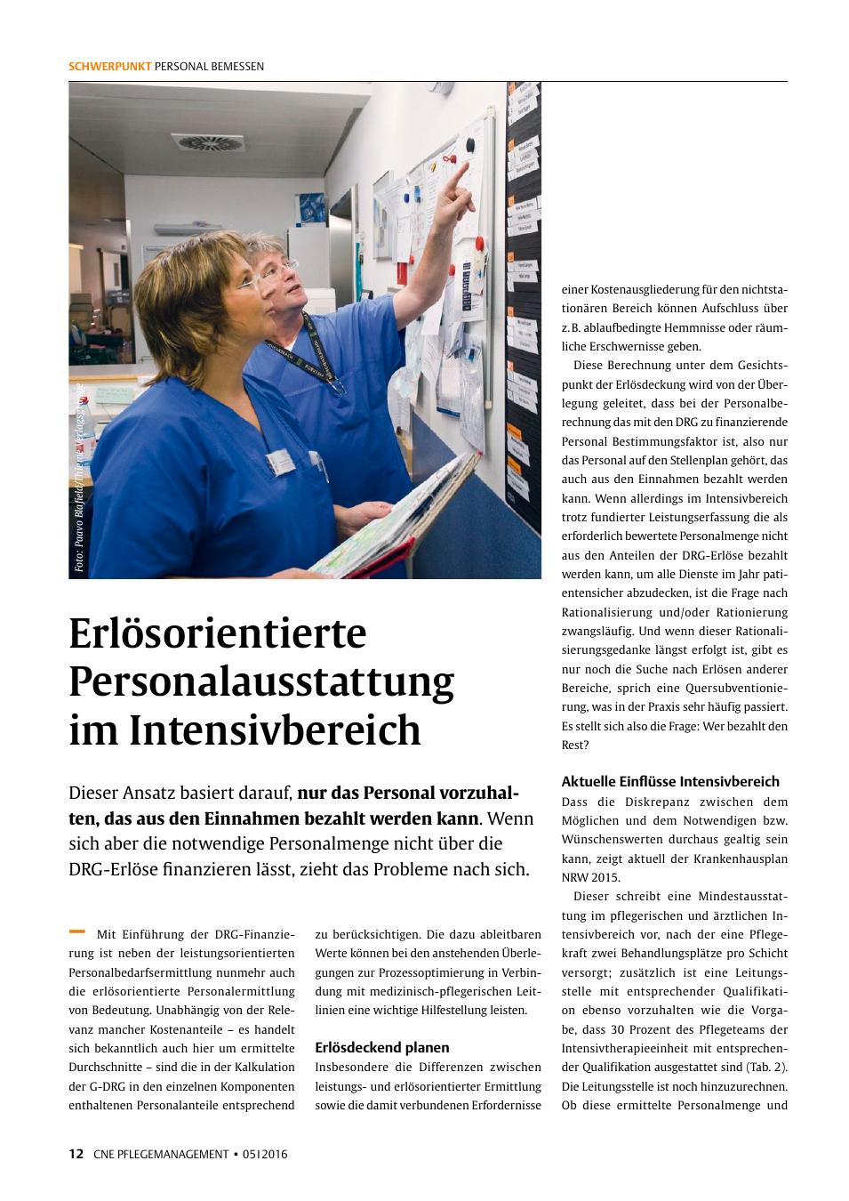 Vorschauseite 1: Erlösorientierte Personalausstattung im Intensivbereich
