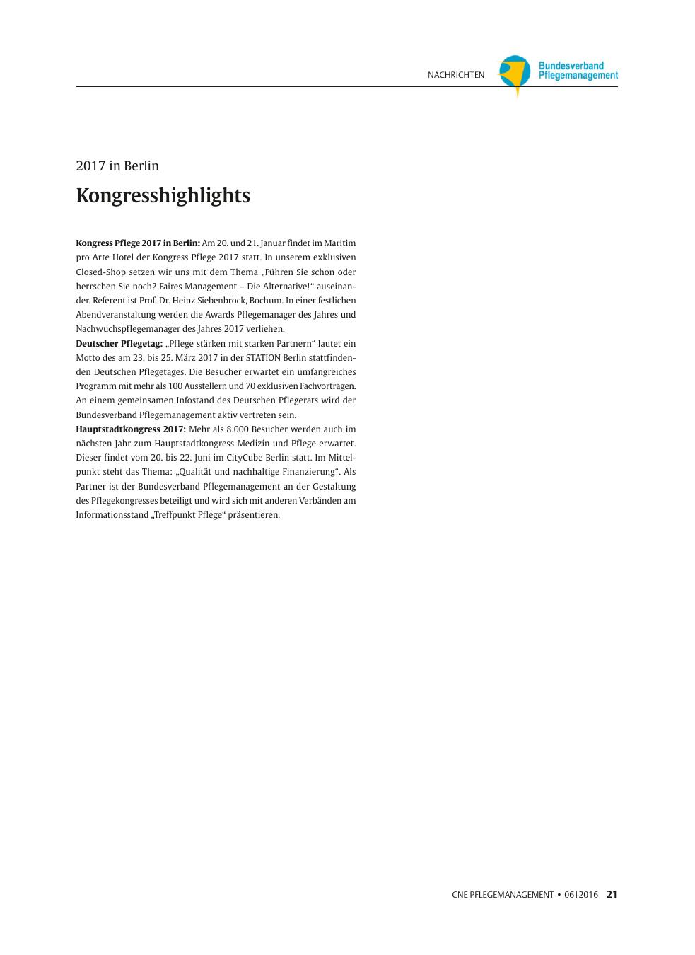 Vorschauseite 1: Kongresshighlights