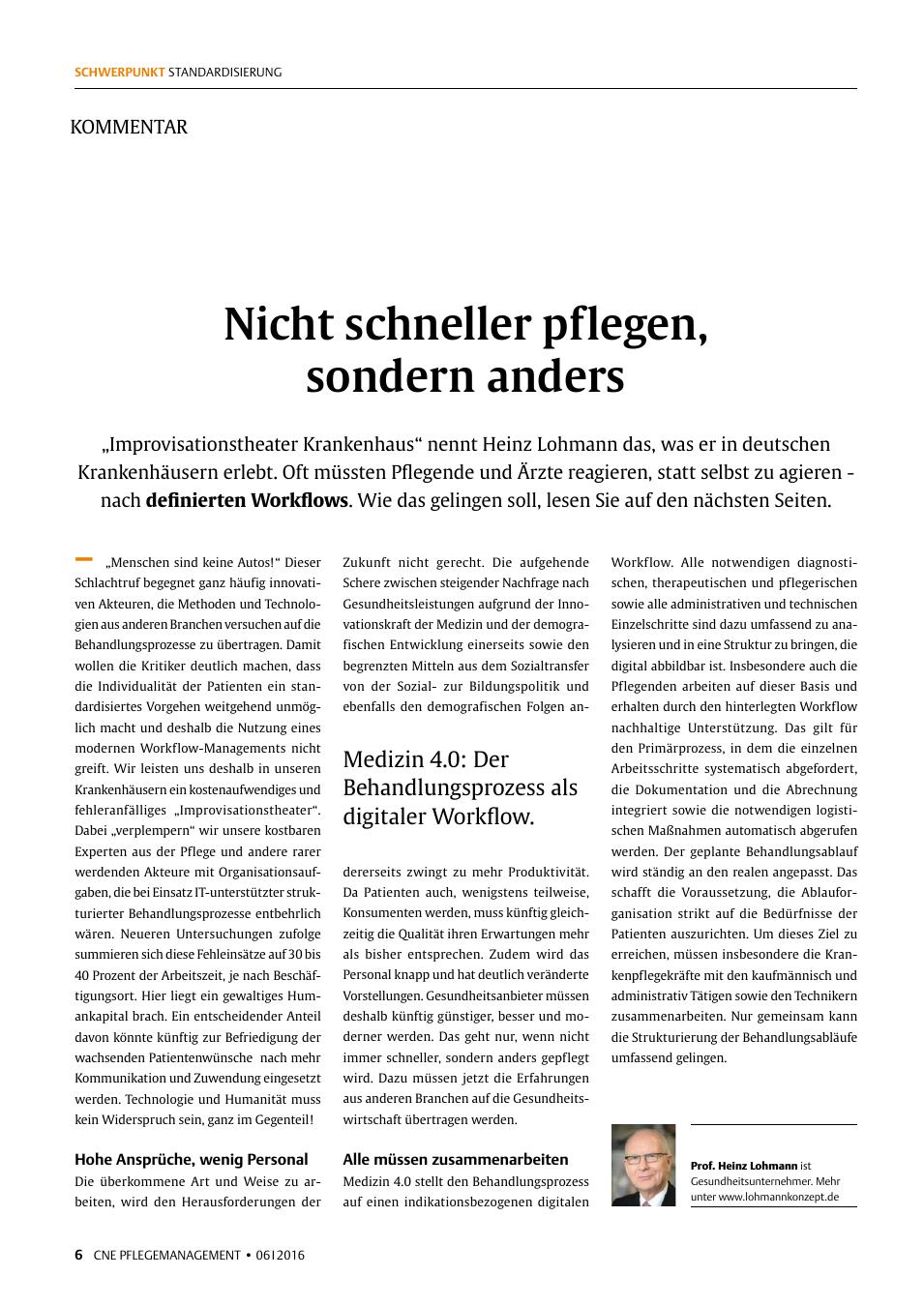 Vorschauseite 1: Nicht schneller pflegen, sondern anders