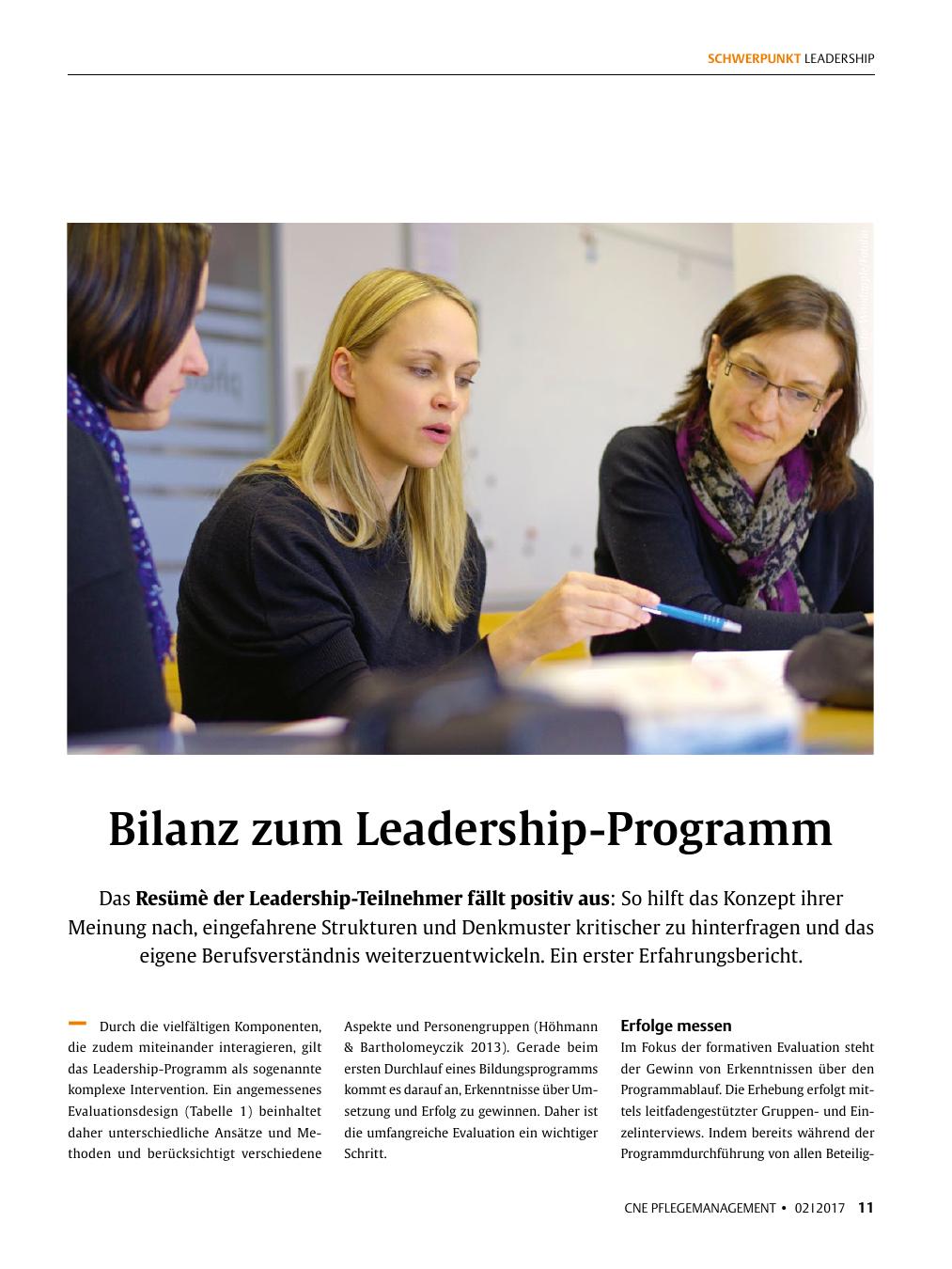Vorschauseite 1: Bilanz zum Leadership-Programm