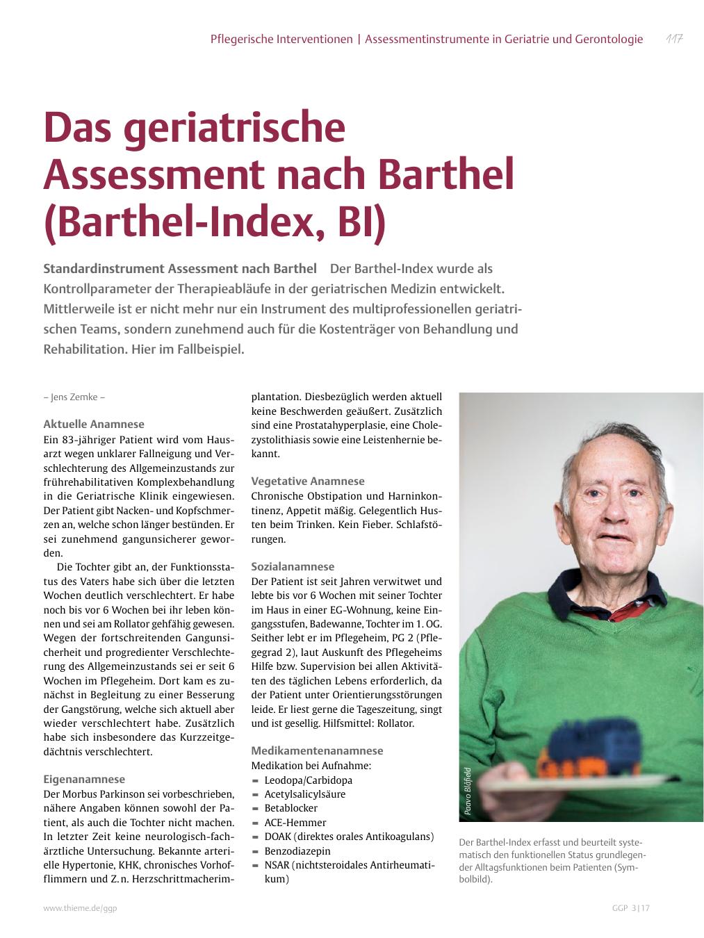Vorschauseite 1: Das geriatrische Assessment nach Barthel (Barthel-Index, BI)