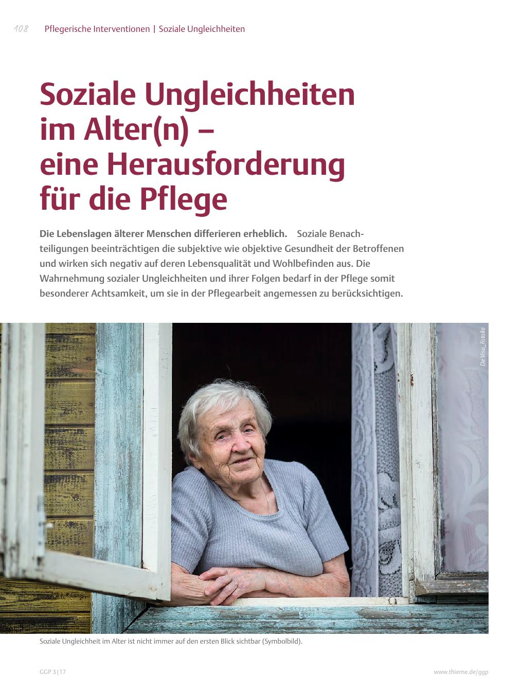 Vorschauseite 1: Soziale Ungleichheiten im Alter(n) – eine Herausforderung für die Pflege
