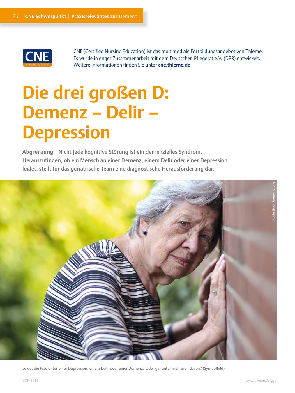 Vorschauseite 1: Die drei großen D: Demenz – Delir – Depression