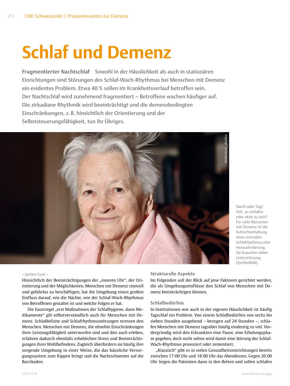 Vorschauseite 1: Schlaf und Demenz