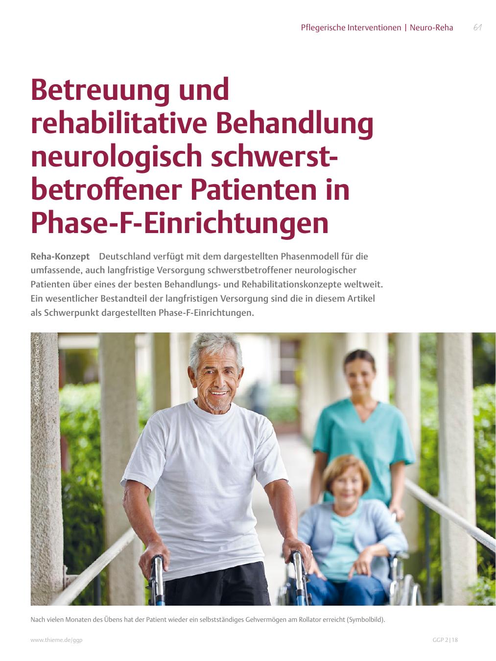 Vorschauseite 1: Betreuung und rehabilitative Behandlung neurologisch schwerstbetroffener Patienten in Phase-F-Einrichtungen