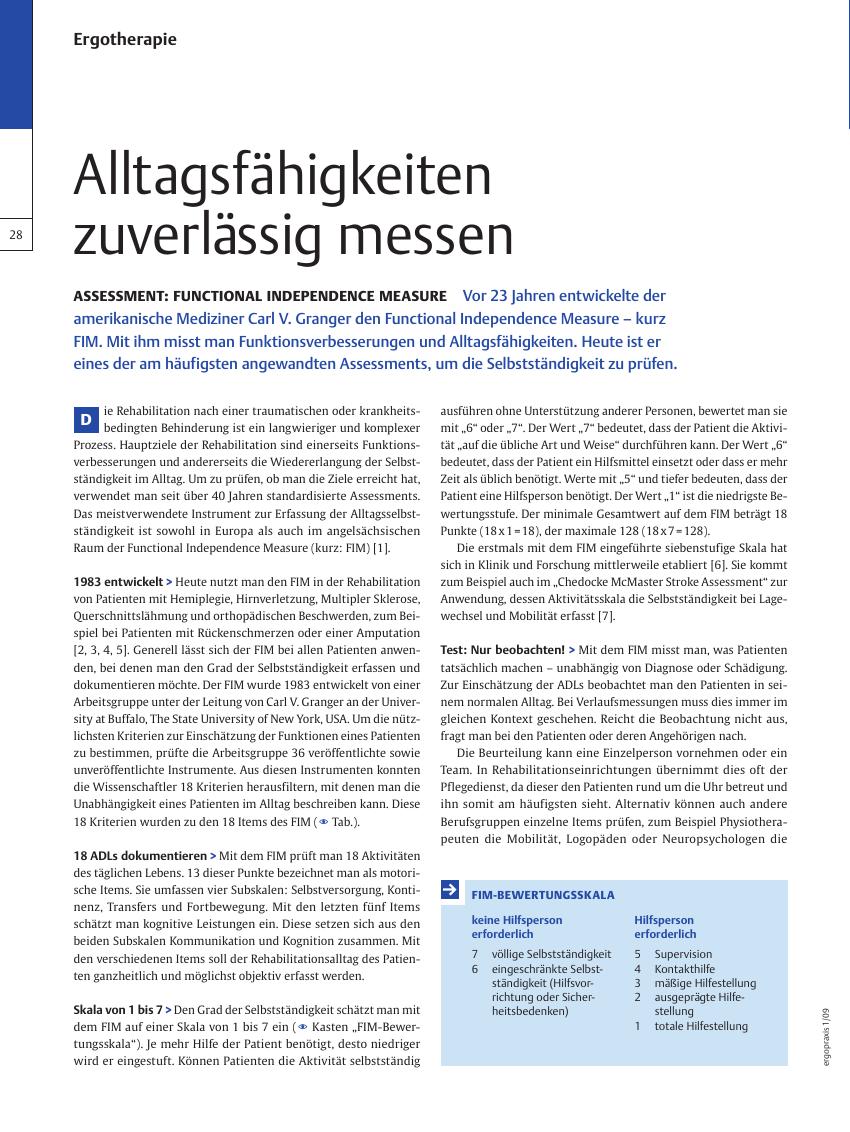 Vorschauseite 1: Assessment: Functional Independence Measure – Alltagsfähigkeiten zuverlässig messen