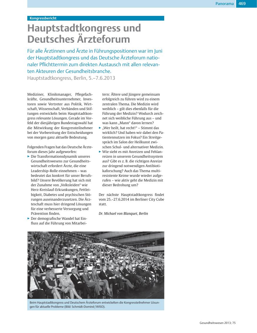 Vorschauseite 1: Hauptstadtkongress und Deutsches Ärzteforum
