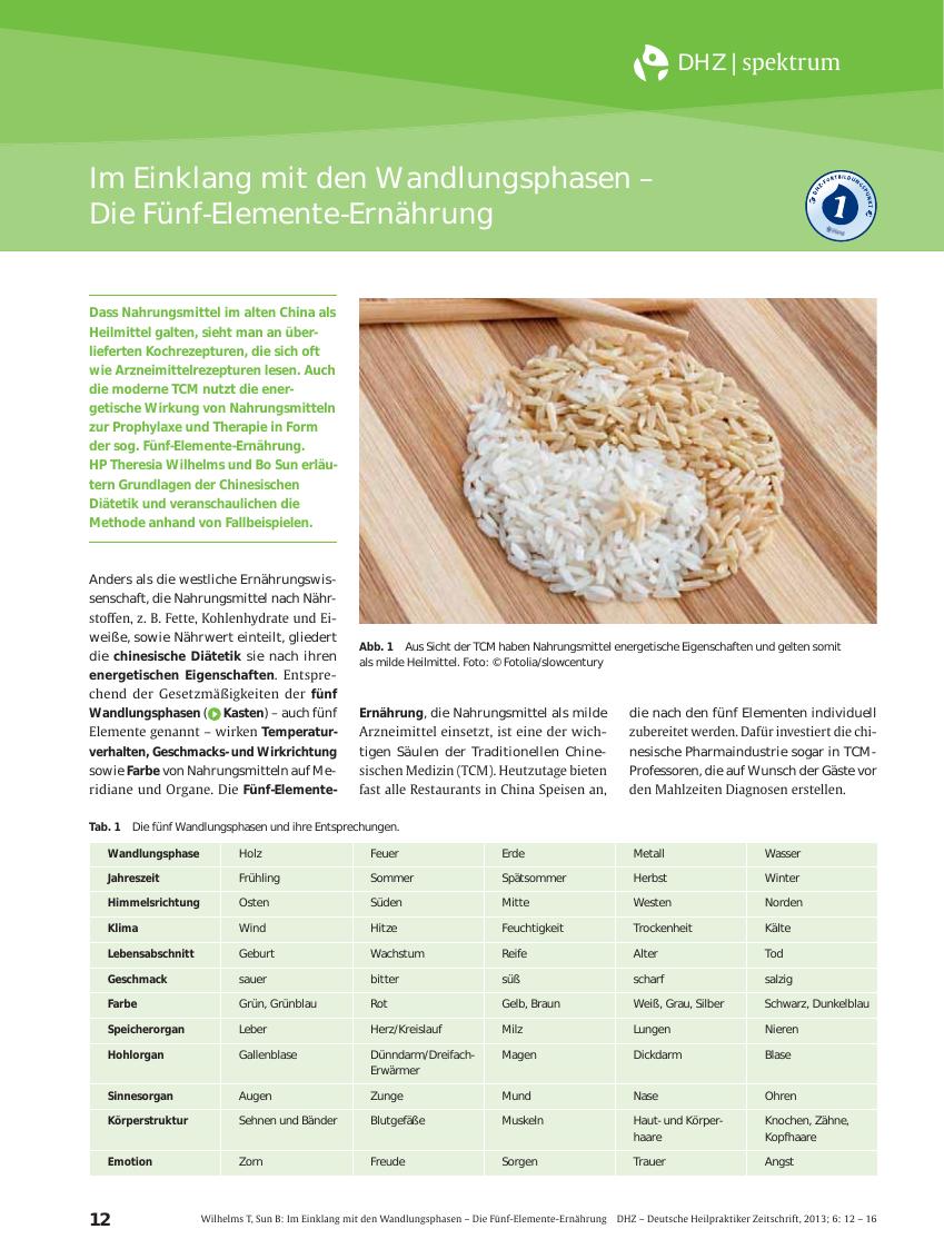 Vorschauseite 1: Im Einklang mit den Wandlungsphasen – Die Fünf-Elemente-Ernährung