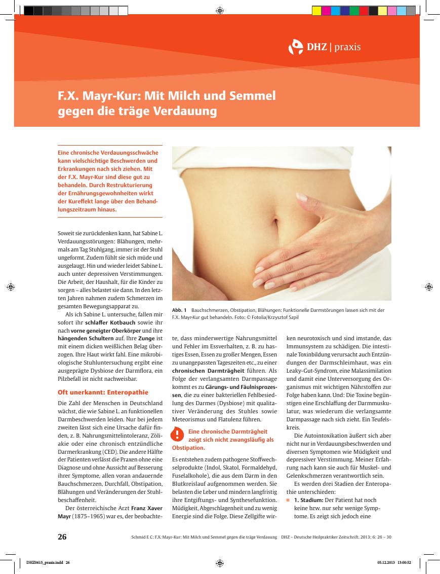 Vorschauseite 1: F.X. Mayr-Kur: Mit Milch und Semmel gegen die träge Verdauung