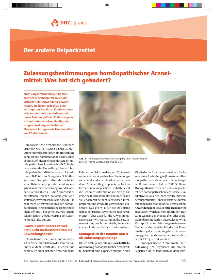 Vorschauseite 1: Der andere Beipackzettel – Zulassungsbestimmungen homöopathischer Arzneimittel: Was hat sich geändert?